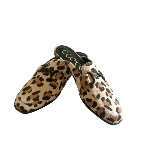 CCOCCI ADELIA Leopard Print Mules Size 9 black metal horsebit detail - Picture 12 of 14